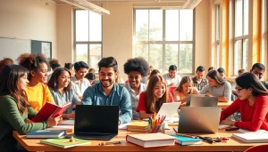Students engaged in Education activities in a vibrant classroom setting promoting collaboration and creativity.