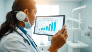 Assess visceral fat levels with a healthcare professional in a bright clinic environment.