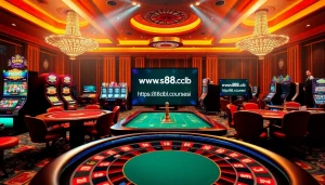 Engaging online casino scene highlighting https://88clb.courses/ with lively players, slot machines, and roulette wheels.