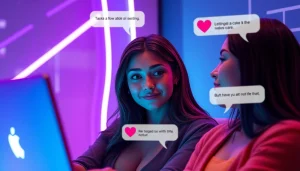 Engaging ai sexting conversation between avatars in a sleek digital chat interface