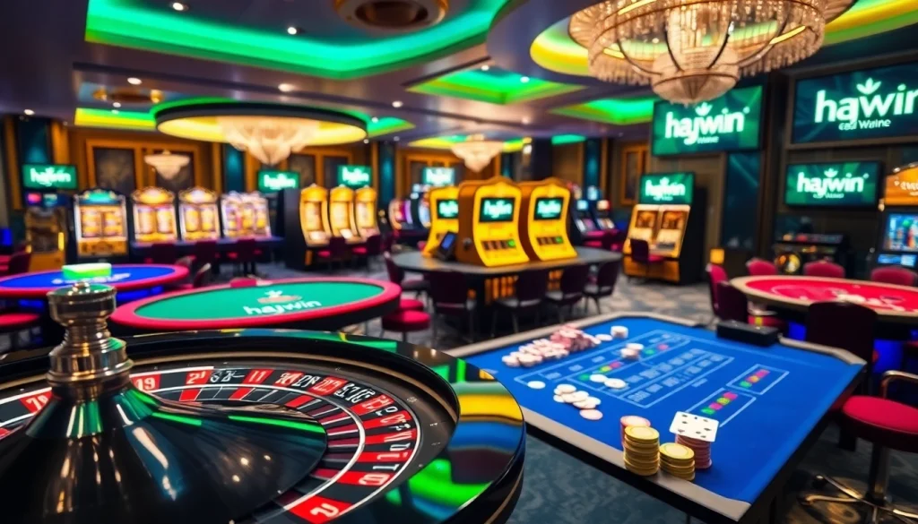 Experience the excitement of gambling at hay.win with vibrant tables and luxurious casino ambiance.