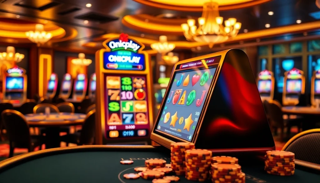 Experience the thrill of Onicplay with vibrant slot machines and elegant casino tables.
