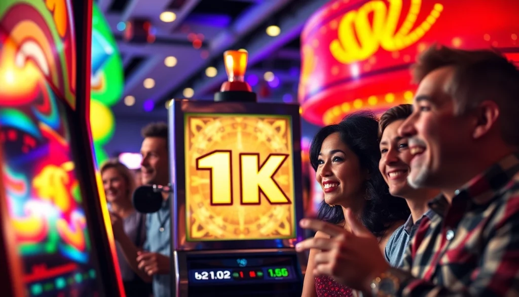 Menangkan slot deposit 1k di mesin slot yang ramai dengan pemain bersemangat.
