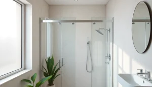 Enhance your bathroom with stunning glass shower doors that offer a sleek and modern touch.