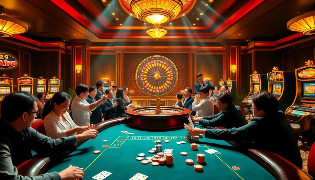 High-stakes gaming at nhà cái rr88 with vibrant casino elements and exciting atmosphere.
