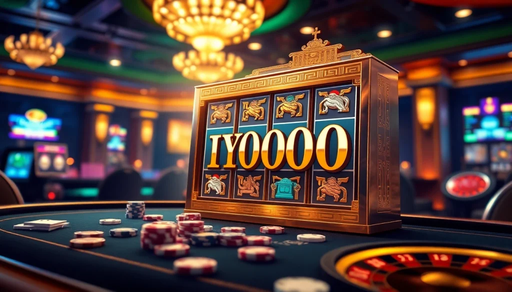 Spin the Olympus 1000 slot machine amidst a luxurious casino scene.