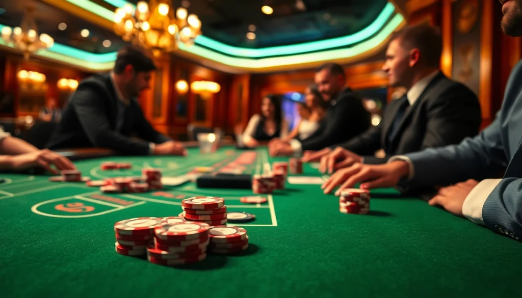 เล่นเกมเว็บบาคาร่า ในบรรยากาศคาสิโนสุดหรู พร้อมโต๊ะบาคาร่าและผู้เล่นตื่นเต้น