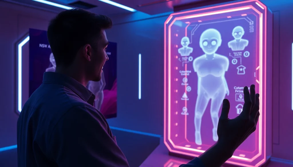 Engaging with NSFW character AI in a sleek futuristic setting.