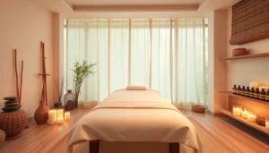 편안한 인천마사지 스파 환경, 진정되는 장식과 차분한 분위기.