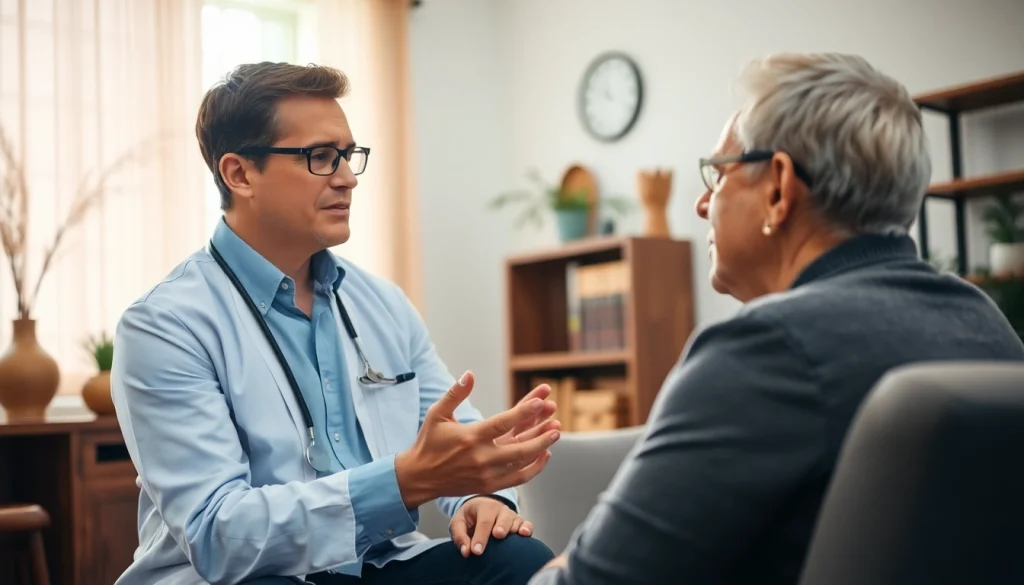 Anxiety symptoms discussed in a calm therapy session with a professional therapist.