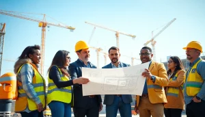 Engaging construction advocacy meeting displaying collaboration among professionals.