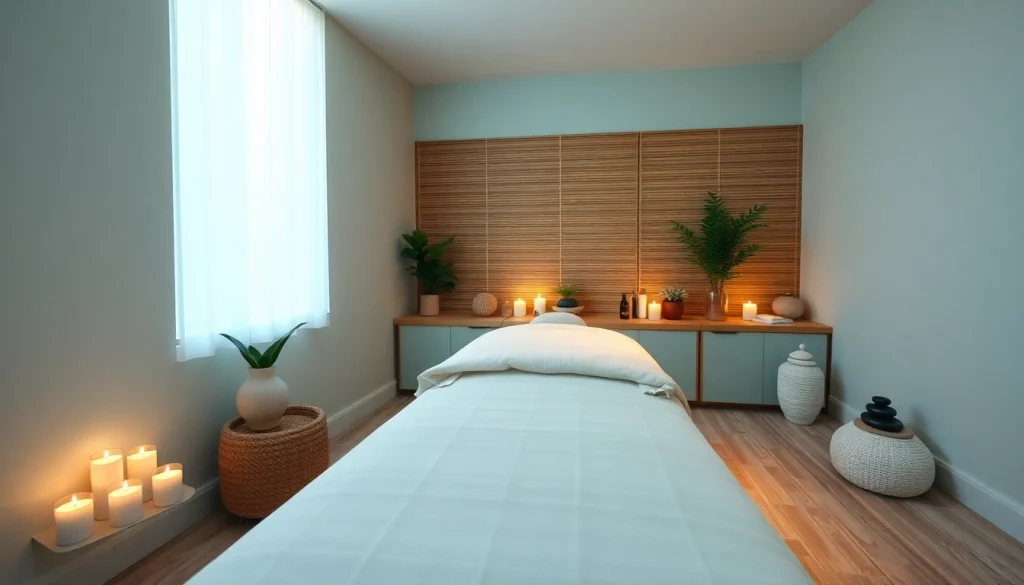 편안한 장식과 조명이 있는 서산마사지 치료실.