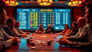 A thrilling bandar mix parlay betting scene showcasing players engaged at a poker table.