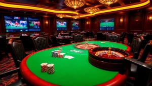 Experience thrilling poker action at 28BET casino with vibrant chips and elegant gameplay.