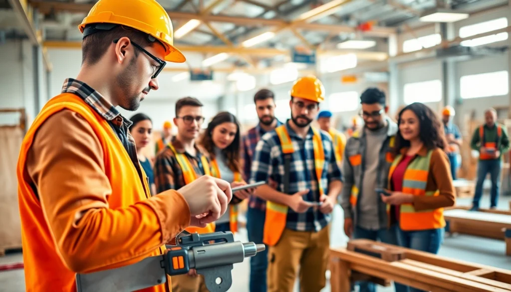 Learn essential skills in construction training during an interactive workshop with diverse participants.