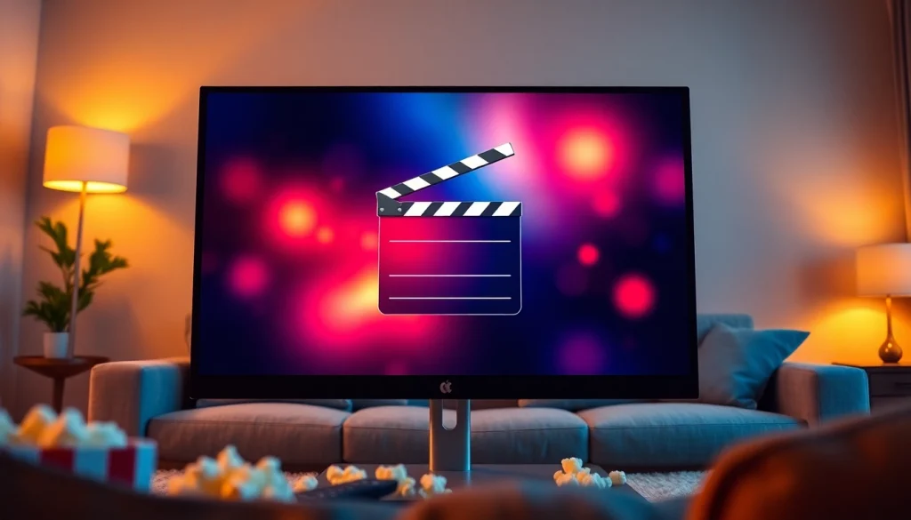 ดูหนัง บนหน้าจอคอมพิวเตอร์ทันสมัยในบรรยากาศที่อบอุ่นและผ่อนคลาย