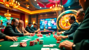 Vivez le frisson d'un casino en ligne fiable avec une scène de jeu de poker passionnante.