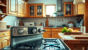Showcasing a Retro Oven in a cozy kitchen, radiating warmth and nostalgia in the design.