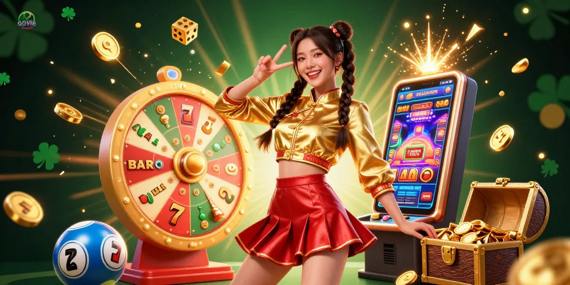 Engage with QQ998 Login through this vibrant scene of a joyful player celebrating wins amidst dynamic casino elements.
