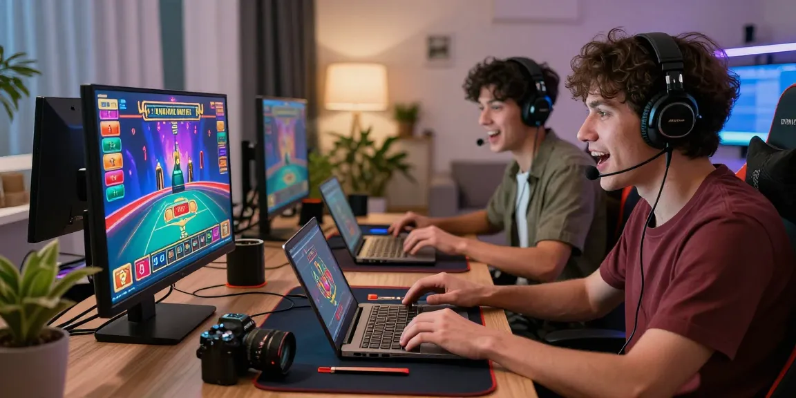 Des joueurs profitant d'une expérience de jeu palpitante dans un casino fiable en ligne depuis leurs bureaux à domicile élégants.
