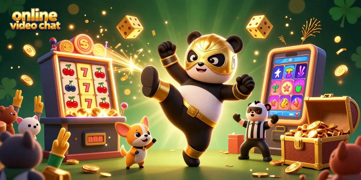Engage in exciting online video chat experiences with vibrant scenes of animated characters and casino elements.