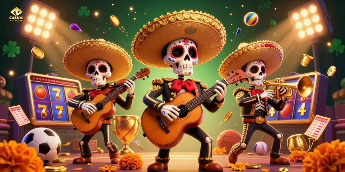 Découvrez un gameplay vibrant au casino en ligne France avec des jeux de machines à sous captivants et une colorée banda mariachi.