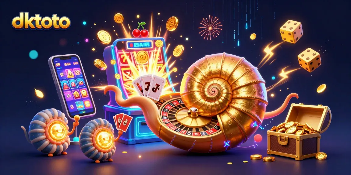 Engage in thrilling dktoto gaming with vibrant casino elements and a dynamic nautilus motif.