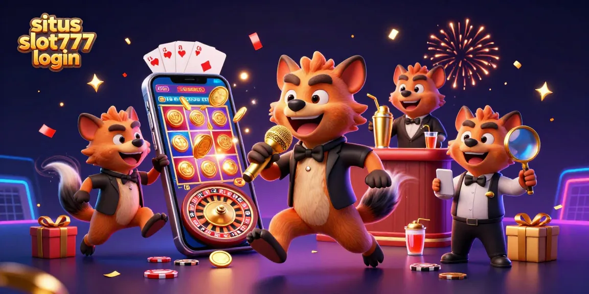 Engage with situs slot777 login for vibrant casino excitement featuring hyenas in a comedy club.