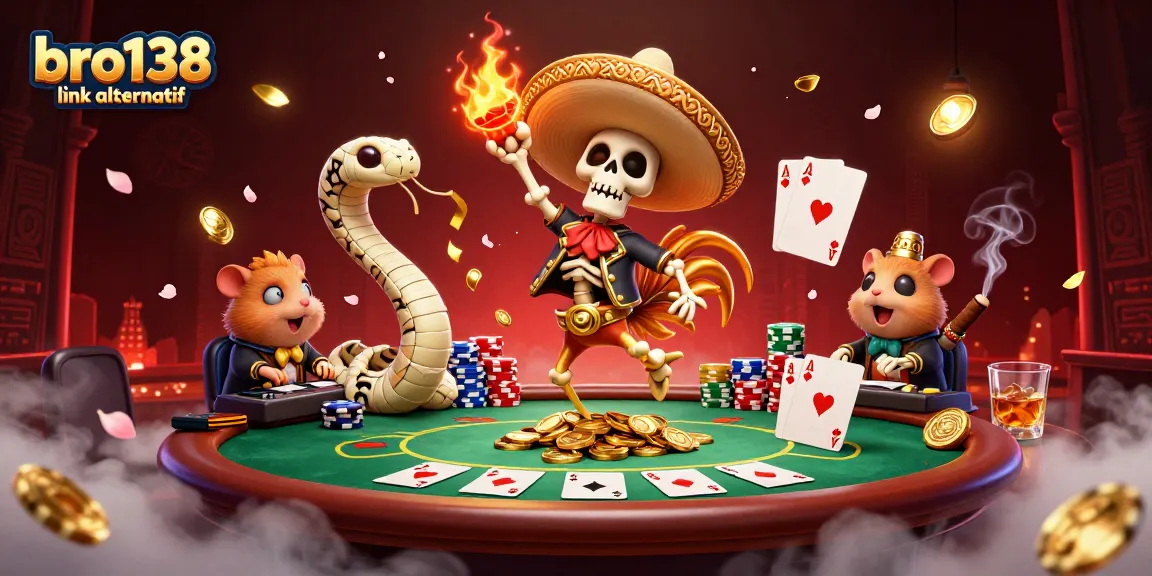 Win big with engaging gameplay at bro138 link alternatif featuring festive 3D characters and poker elements