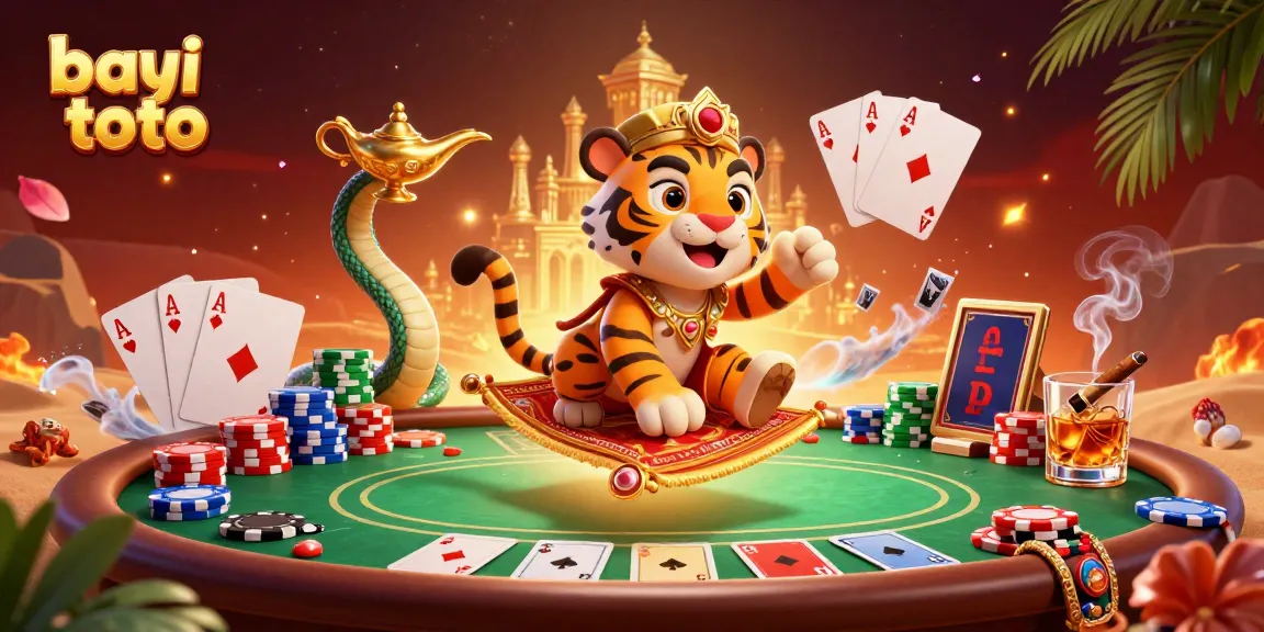 Experience the thrill with bayi toto at a lavish Arabian Nights casino scene.