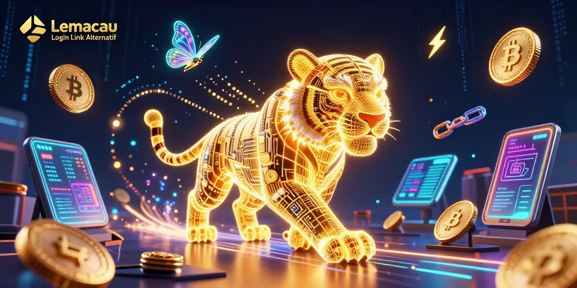 Engage with Lemacau Login Link Alternatif in a vibrant digital casino scene featuring energized characters.