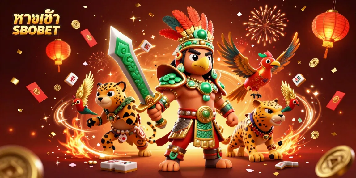 Engage with ทางเข้า SBOBET for real gaming action amidst stunning 3D Aztec-themed warriors and casino elements.