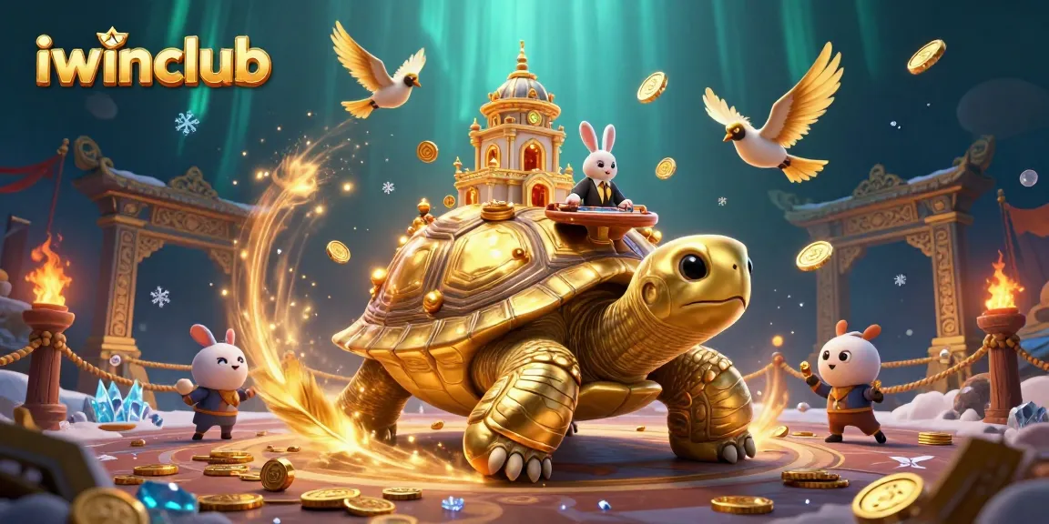 Join the fun at iwinclub with a vibrant casino scene featuring a tortoise palace and golden rewards.