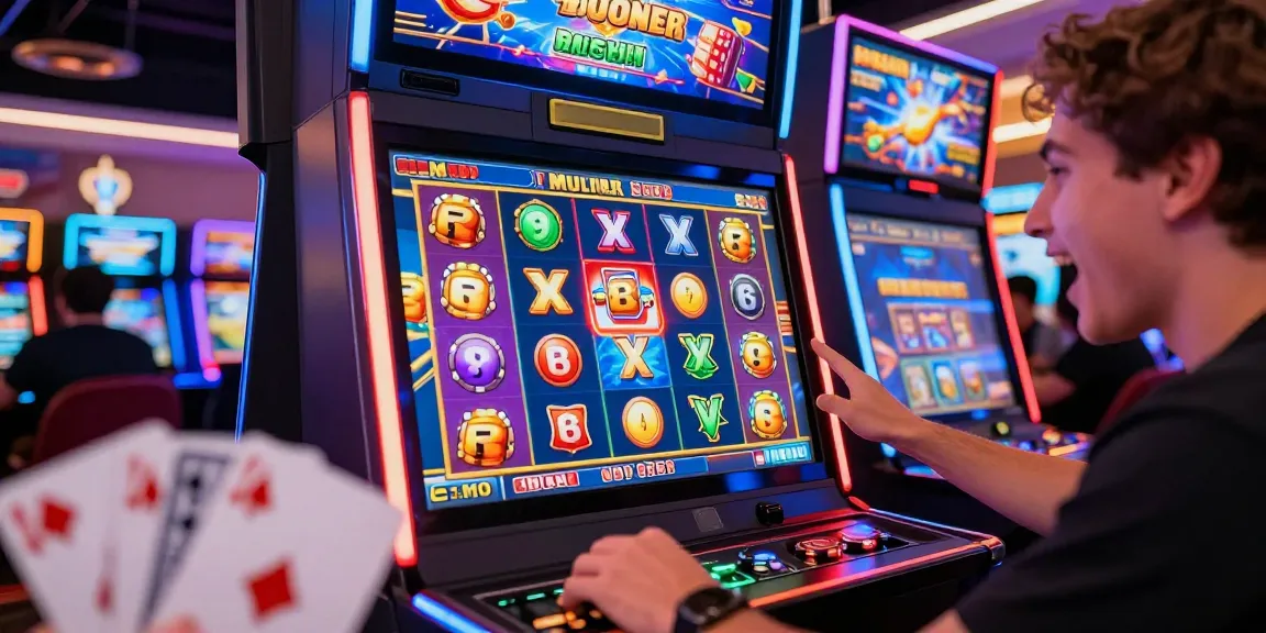 Engaged player exploring bonus buy slots with vibrant graphics and casino atmosphere.