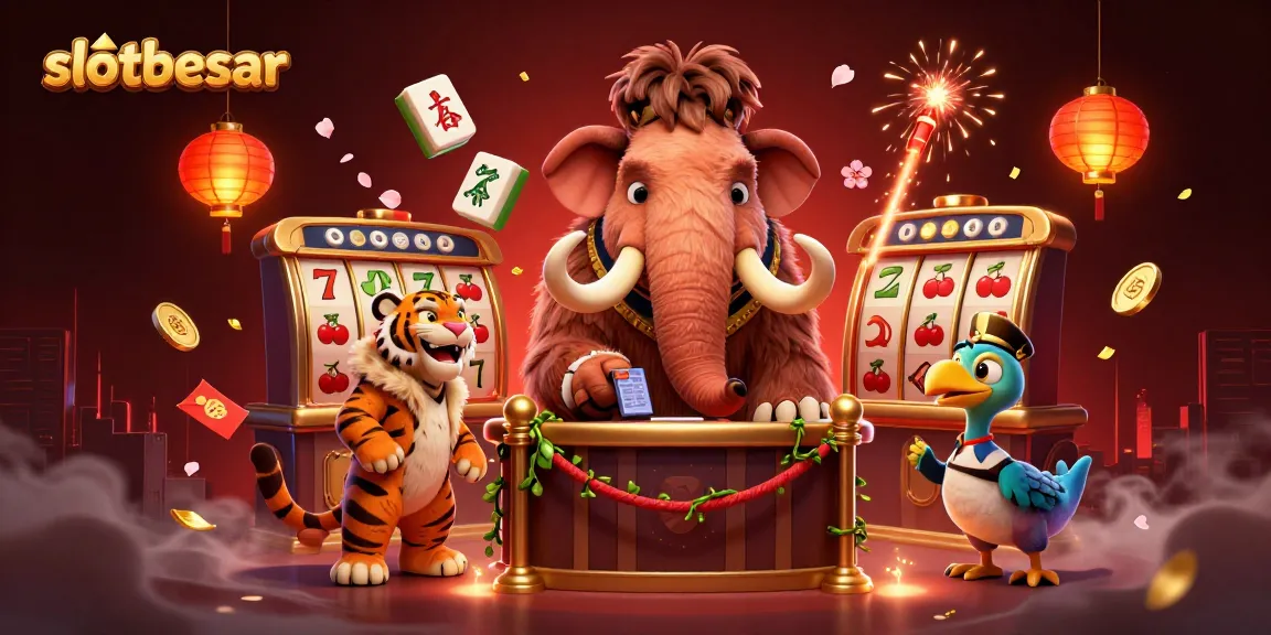 Experience slotbesar with vibrant casino elements featuring a mammoth bouncer, saber-toothed tiger, and dodo doorman.
