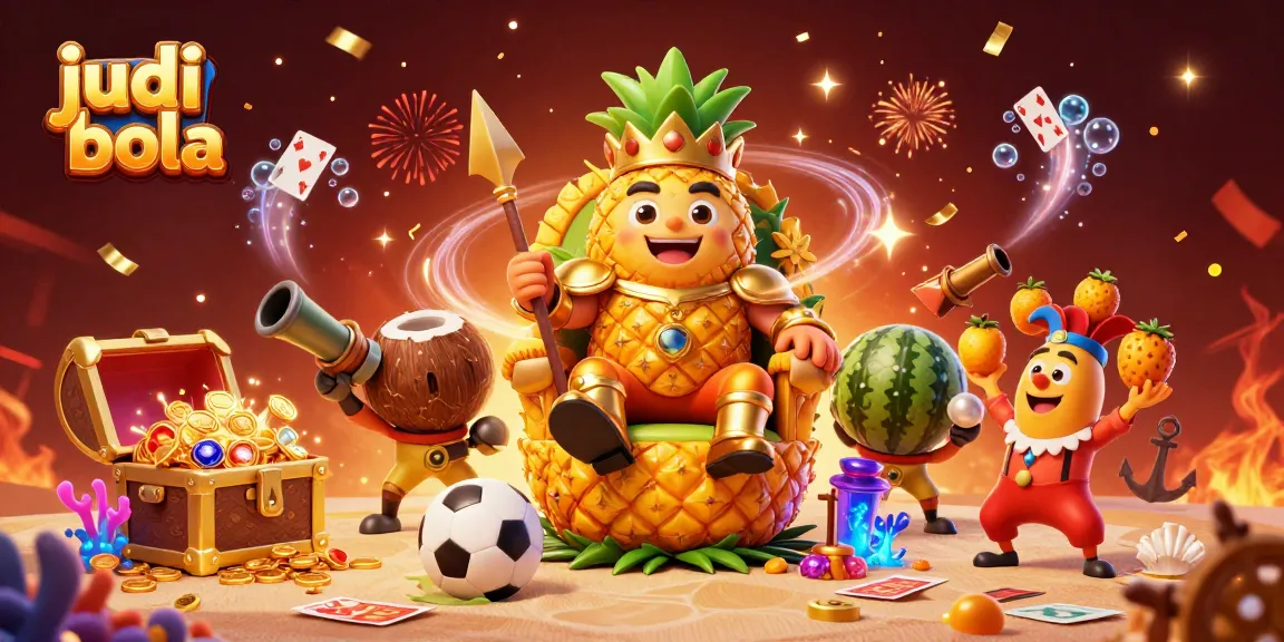 Experience the thrill of judi bola with the golden pineapple king illustration filled with action.