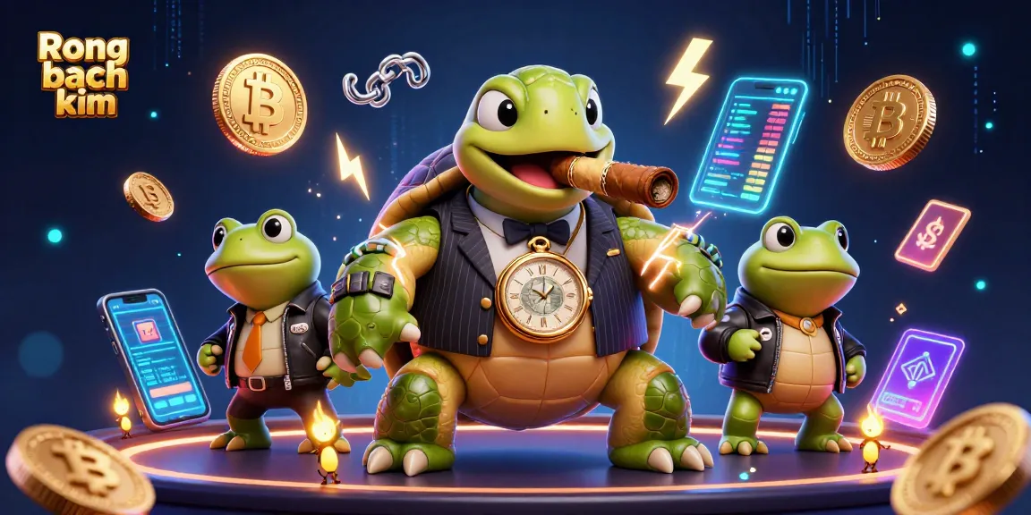 Engage in vibrant Rong bach kim casino action with cartoon turtle and bullfrog in a neon-lit scene.