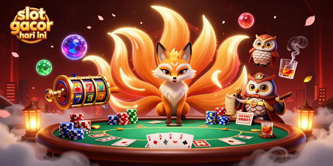 Spin the reels of slot gacor hari ini with glowing characters and casino elements in a vibrant 3D illustration.