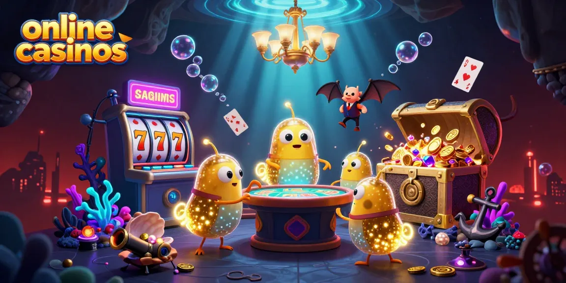 Experience online casinos in a vibrant glowworm cave with dynamic gaming elements.