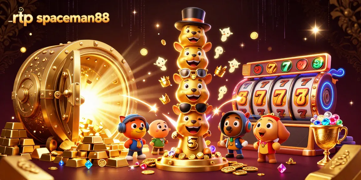 Experience winning strategies with rtp spaceman88, featuring vibrant gaming elements and a dynamic casino backdrop.